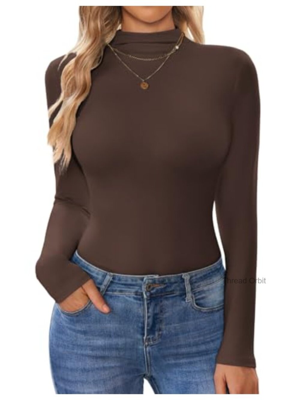 Ekouaer Women Mock Neck Long Sleeve Slim Fit Stretch Base Layer Top